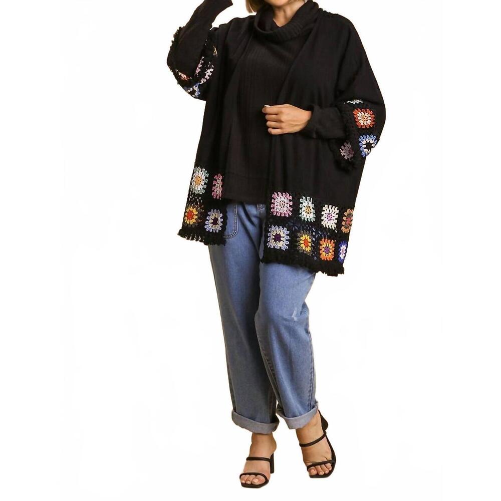 NEW UMGEE crochet patchwork squares kimono in black - Picture 8 of 9